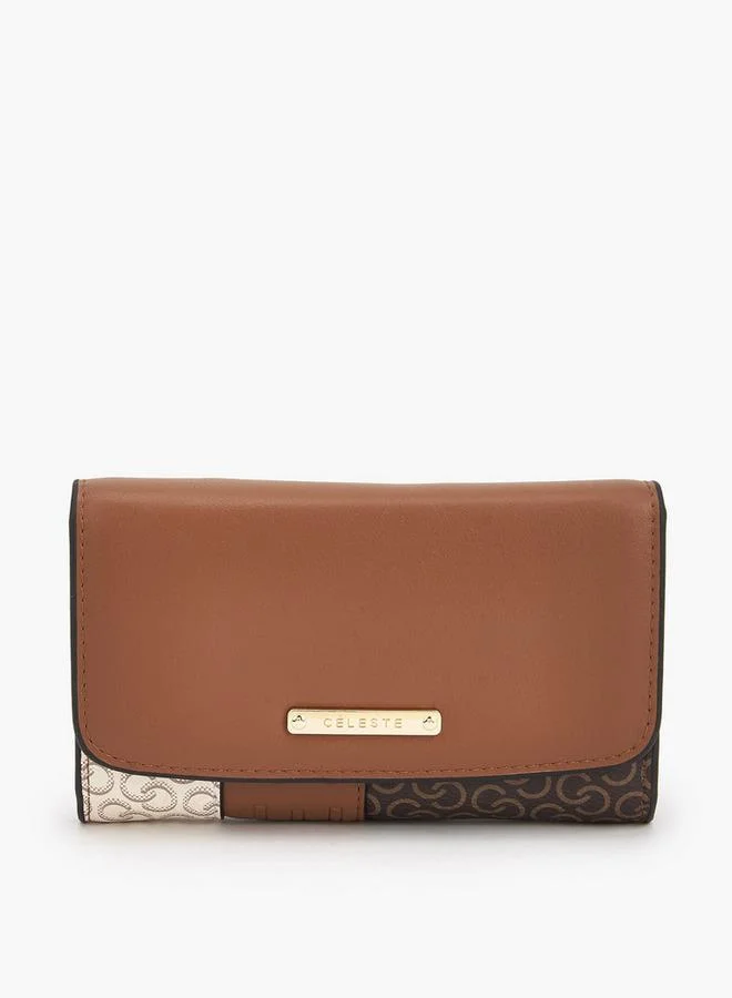 سيليست Monogram Print Wallet with Button Closure